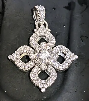 Judith Ripka Sterling Silver Floral Clover Cubic Zirconia Enhancer RARE FIND • $239.95