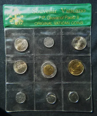 1990s Vatican 9 Coins UNC GEM  With Bimetallic In Official Plastic Folder Green • $12.99