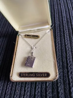 Vintage Hand Engraved Sterling Silver Locket Orig Case And Sterling Chain • $25