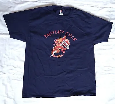Vintage Motley Crue Mens T Shirt Tee Blue Cotton New Hanes Sze Xl #010 • $34.99