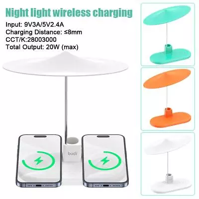 Wireless Fast Charger Station 3In1 Charging Dock Alarm Lamp S Clock Night C7R4 • £22.10