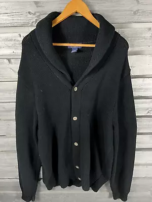 Brooks Brothers Black Long Sleeve Chunky/Heavy Cardigan Shawl Sweater Mens 2XL • $40.19