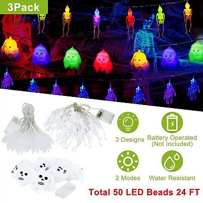 LED String Light Ghost/Skeleton/Gauze Skull Fairy Light Garden Tree Decoration • $19.37