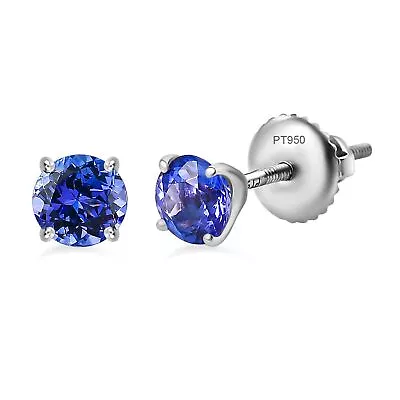 RHAPSODY 950 Platinum AAAA Tanzanite Solitaire Stud Earrings TCW 1.1 Ct • £380.99