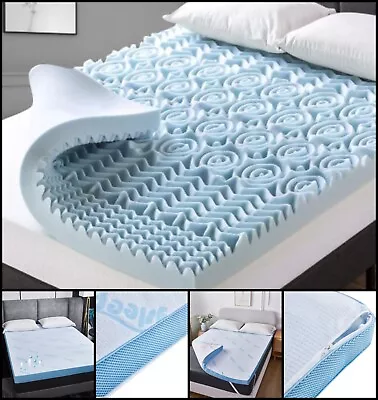 5 Zone Mattress Topper 5cm Thick Hotel Quality Air Cooling Deep Sleep Topper UK • £64.99