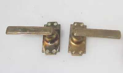 £30 • Buy Antique Bronze Lever Door Handles Old Mid Century Bronze Art Deco Vintage Copper