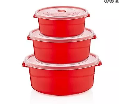 3pc Microwave Heating Food Cooking Bowls Pot Pan Container With Lids NEW • £9.99