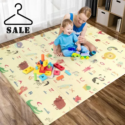 2 Sided Baby Foam Play Mat Foam Crawling Soft Blanket Cartoon Waterproof Picnic • £11.99