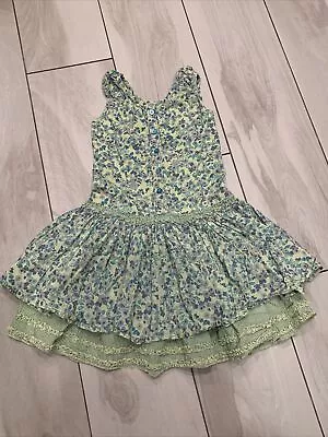 Naartjie Kids Girl Sz. L 6 Years Green And Purple Floral Dress Ruffle Hem • $15