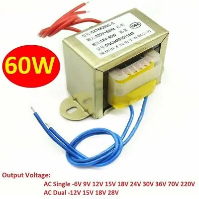 60W DB-60VA Power Transformer 220V/380V To 6V/9V/12V/15V/18V/24V AC Single/Dual • $39