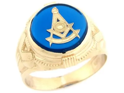 10k Or 14k Gold Past Master Freemason Masonic Simulated Sapphire Mens Ring • $364.99