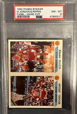 1990 Panini Basketball Sticker #93 Michael Jordan #91 Scottie Pippen Psa Mint 8 • $99