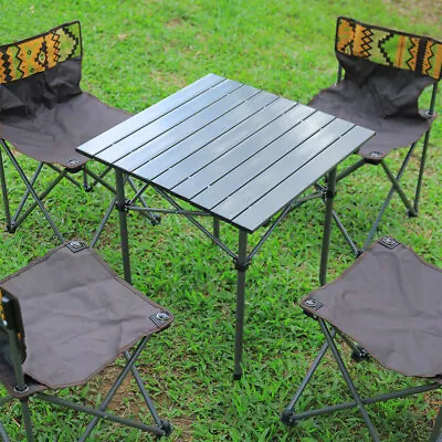 5 Piece Outdoor Camping Foldable Table Chairs Set Hiking Travel With Carry Bag • £59.95