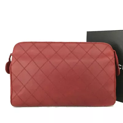 CHANEL Quilted Bicolore Lambskin CC Logo Clutch Bag Red/3Y0157 • £0.80