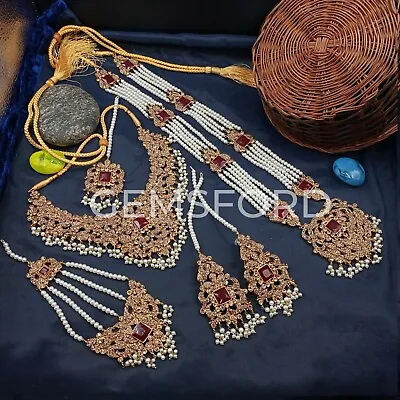 £49.99 • Buy Pakistani Indian Bridal Necklace Earrings Mala Tikka Jhumar Jewellery Set