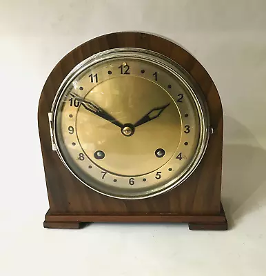 English   Empire Mahogany Case 8 Day Striking Mantel Clock NN • £14