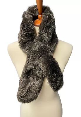 Uniqlo Faux Fur Adjustable Neck Warmer Scarf Muffler Wrap Plush Collar Brown • $15.99