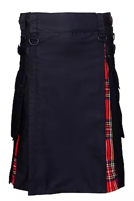$59.99 • Buy Men Scottish Hybrid Utility Kilt Leather Straps Cotton Mixed Tartan Customize