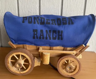 Vintage Ponderosa Ranch Western Cowboy Rodeo Stagecoach Lamp Blue Souvenir Works • $44