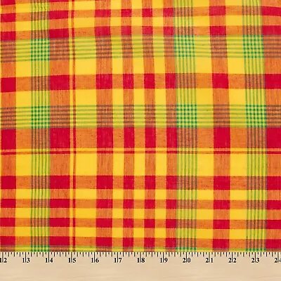 Madras Plaid Fabric (Style 310) 100% Cotton 44/45  Wide Sold By The Yard • $7.99