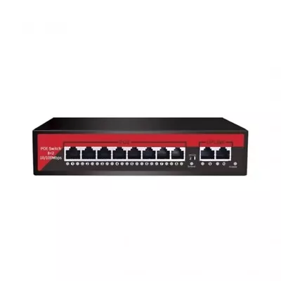 IDOME POE Switch Hub 8+2 Port Network Device Power Over Ethernet IP Cameras NVR • £33.99