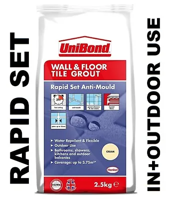 £6.75 • Buy UniBond 2.5kg Fix Grout Anti Mould Tile External Internal Showers Wet Use CREAM