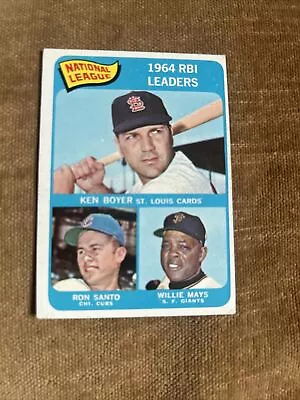 1965 TOPPS RBI LEADERS BASEBALL CARD # 6 WILLIE MAYS SANTO BOYER N.L. Very Nice • $21.99