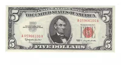 1963 $5 US Note Fr#1536 AU/CU • $14