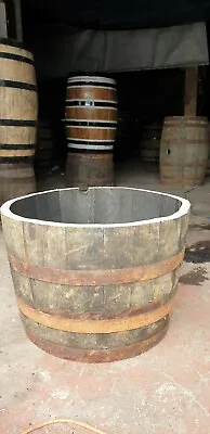 Large Genuine Half Whisky Barrel Planter Oak Whiskey Plant Container • £43.99