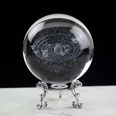 3D Crystal Solar System Ball Planets Sphere Decoration Laser Engraved GORGEOUS • $15.18