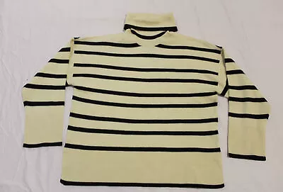 Vero Moda Women's Striped Roll Neck Pullover EG7 Birch W/ Black Large NWT • $11.40