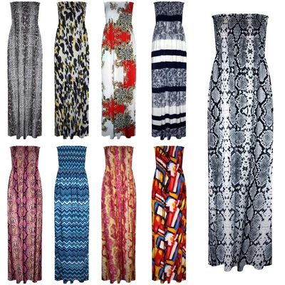 £7.49 • Buy Ladies Women Printed Shearing Sexy Strapless Casual Beach Long Summer Maxi Dress