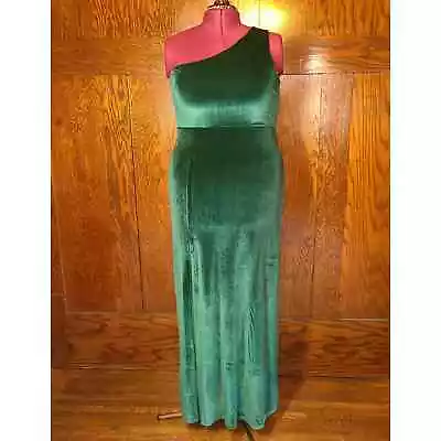 Boston Born Tatiana Velvet One Shoulder Maxi Dress Emerald Womens Size XL • $84.99