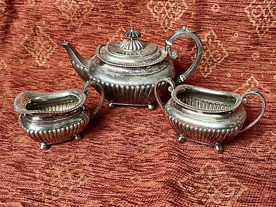 Sterling Silver Teapot Set James Dixon & Sons Victorian 1998 • £875