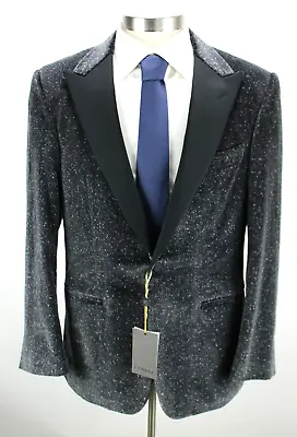 Canali Smoking Jacket 44 R (54 EU) Men's Grey Fleck Cotton One Button Tuxedo NWT • $599.99