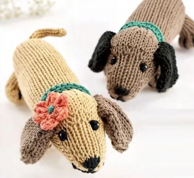Photocopy Knitting Pattern - Dachshund Sausage Dog Soft Toy 20cm Long - 0363 • £2.99