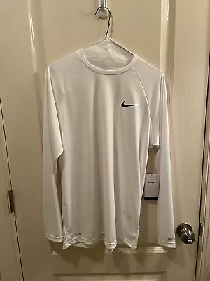 Nike Swim Long Sleeve Active Shirt Dri Fit UPF40+ Hydroguard White Men • $24.99