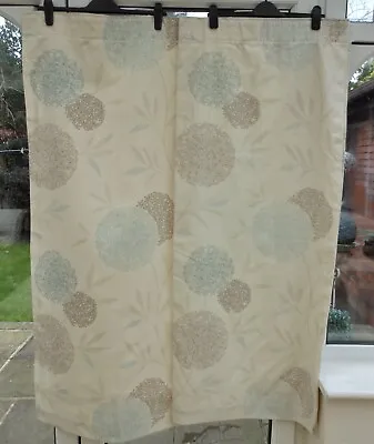 Bnwot Cream Linen Look Curtains Duck Egg Blue/ Taupe Floral Print  • £24.99