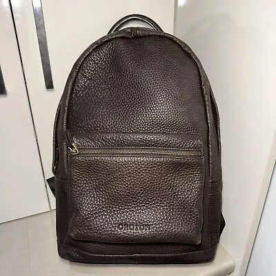 $200 • Buy OROTON Chocolate Brown Leather Pebbled Backpack Bag #30529
