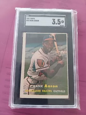 1957 Topps #20 Henry Hank Aaron (UER Rev Neg) Braves SGC 3.5 VG+ • $64