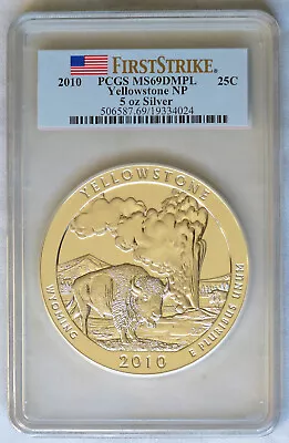 2010 Yellowstone 5 Oz PCGS MS69 DMPL First Strike  • $325