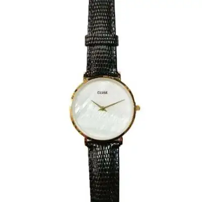 Womens Wristwatch CLUSE MINUIT CL30048 Genuine Leather Black White Golden • $158.74