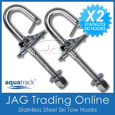 2 X STAINLESS STEEL Water Ski Boat Transom Tow Hooks • $56.95