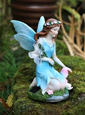 Garden Ornaments Solar Cherub Fairy Angel Figurine Colourful Statue 24 Cm Tall • £15.95