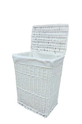 £32.29 • Buy Laundry Basket Bin White Medium Wicker Basket With White Liner Insert Handles