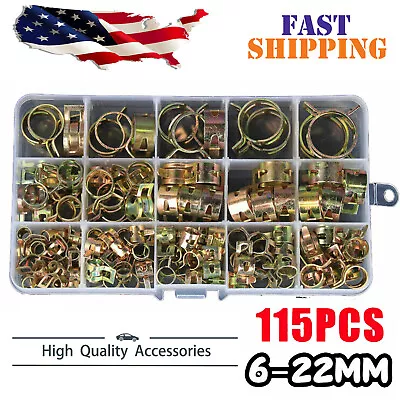 115PCS Hose Clamps Assortment Kit Steel Spring Clip Water Fuel Tube Air Pipe New • $10.99