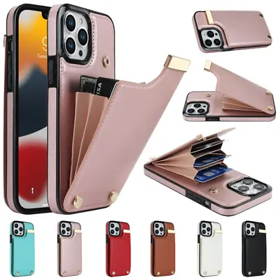 Leather Wallet Case For IPhone 15/14/13/12/11/X/8/7+ Foldable Credit Card Holder • $20.89