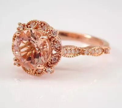 3.20 Ct Round Cut Simulated Peach Morganite Wedding Ring In 14k Rose Gold Plated • $136.49