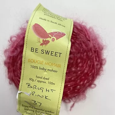 Be Sweet  Bouclé Mohair 1 Ball Bright Pink 37 100% Baby Mohair Yarn • $5