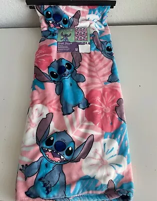 Disney Stitch Hibiscus Spring Summer  Soft Plush Throw Blanket 50x70” Pink NEW • $35